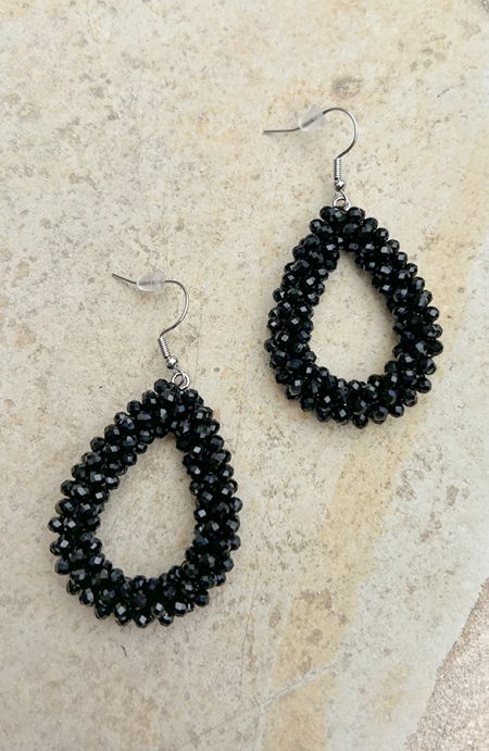 Oval Black Oorbellen