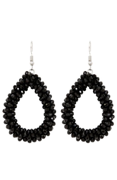 Oval Black Oorbellen