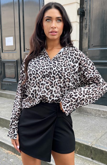 Oversized Leopard Button Blouse