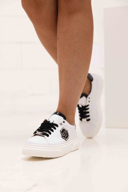Philipp Plein Sneakers 79007 Dames/Kids Wit/Zwart - Maat 40 - Kleur: WitZwart | Soccerfanshop
