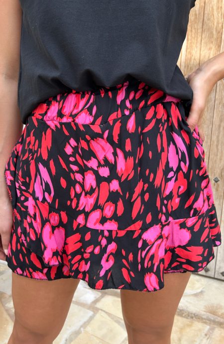 Print Skort Roze Zwart