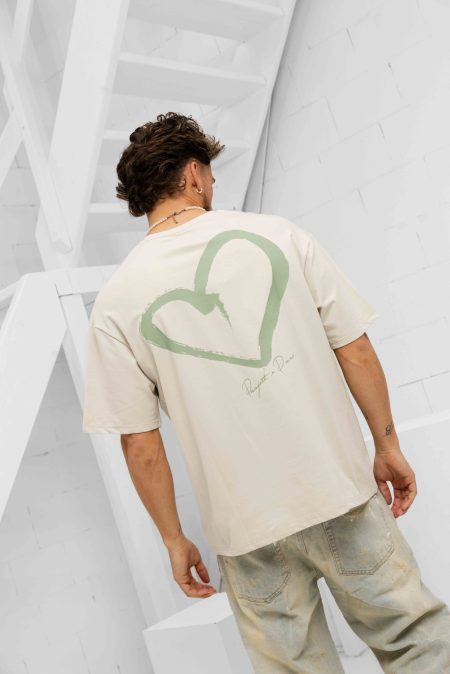 Project X Paris Cœur Brodé Street T-Shirt Heren Beige - Maat M - Kleur: Beige | Soccerfanshop