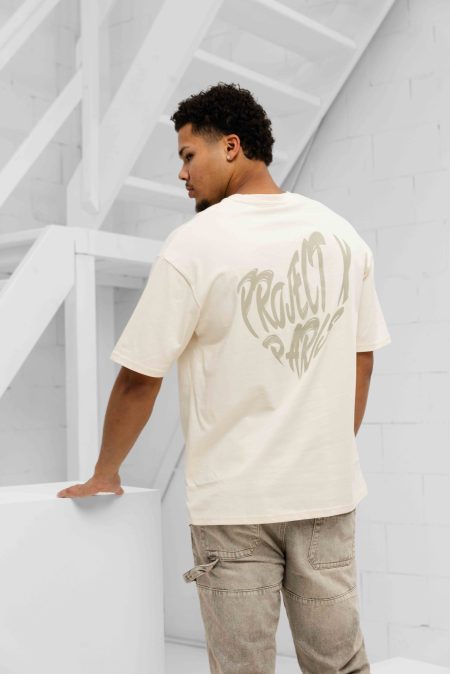 Project X Paris Cœur T-Shirt Heren Beige - Maat XL - Kleur: Wit | Soccerfanshop