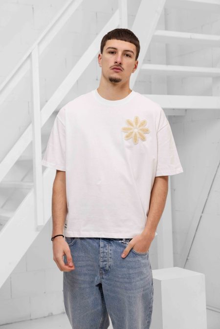 Project X Paris Embroidered Flower T-Shirt Heren Wit - Maat XL - Kleur: Wit | Soccerfanshop