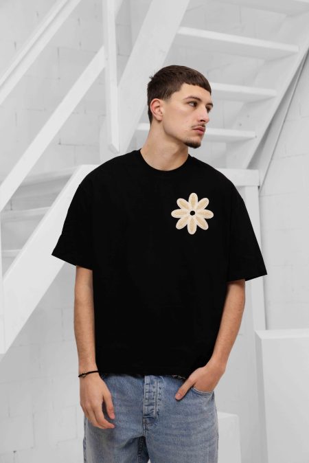 Project X Paris Embroidered Flower T-Shirt Heren Zwart - Maat L - Kleur: Zwart | Soccerfanshop