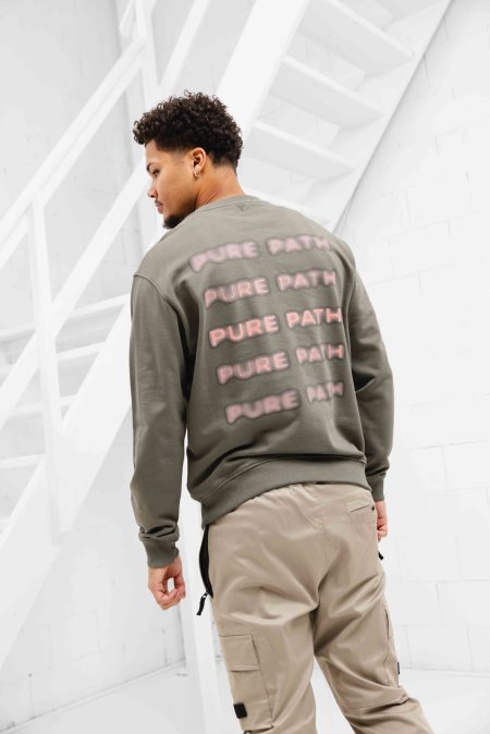 Pure Path Blurred Wordmark Sweater Heren Donkergroen - Maat XL - Kleur: Donkergroen | Soccerfanshop