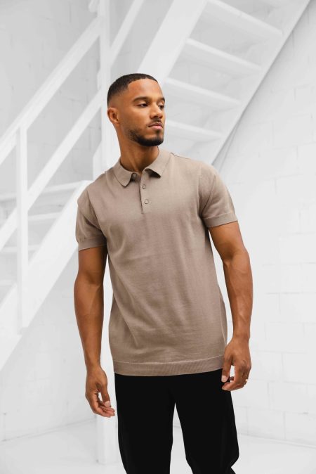 Pure Path Essential Knitwear Polo Heren Bruin - Maat XL - Kleur: Bruin | Soccerfanshop