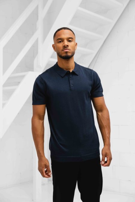 Pure Path Essential Knitwear Polo Heren Donkerblauw - Maat XL - Kleur: Donkerblauw | Soccerfanshop