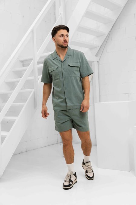 Pure Path Seersucker Zomerset Heren Groen - Maat L - Kleur: Groen | Soccerfanshop