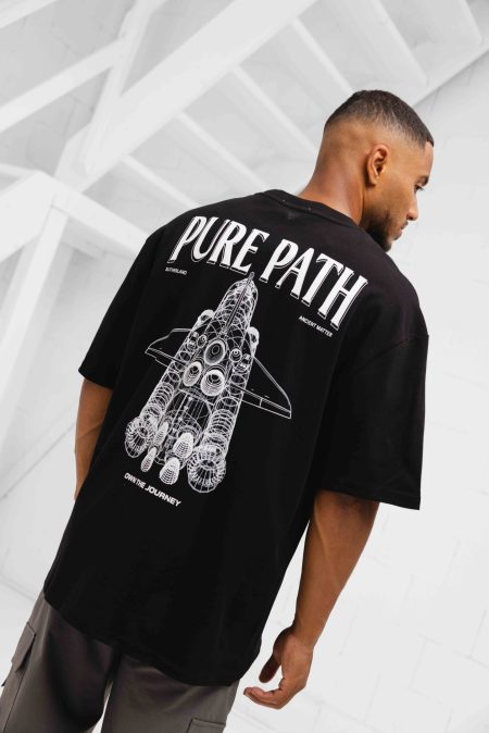 Pure Path Space Shuttle 3D Blueprint T-Shirt Heren Zwart - Maat XXL - Kleur: Zwart | Soccerfanshop