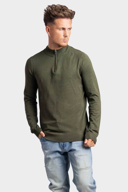 Purewhite Essential Knit Half Zip Sweater Heren Groen - Maat XL - Kleur: Groen | Soccerfanshop