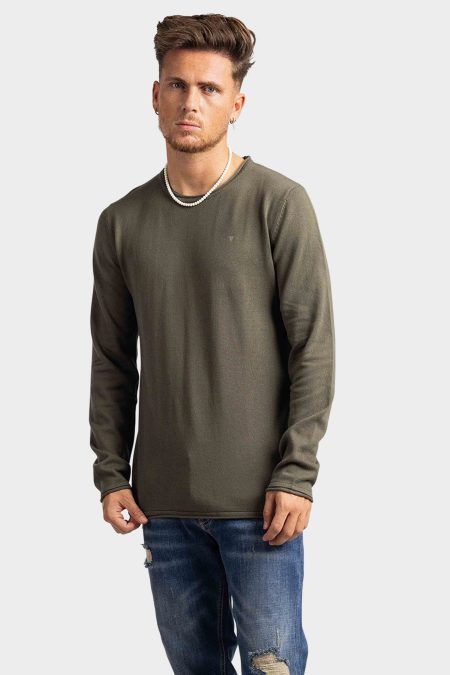 Purewhite Essentials Garment Dye Knit Sweater Heren Army Green - Maat XL - Kleur: Groen | Soccerfanshop
