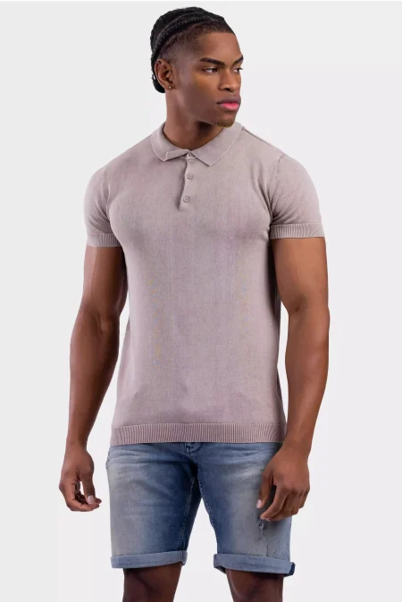 Purewhite Flat Knitted SS Polo Heren Sand - Maat XS - Kleur: Bruin | Soccerfanshop