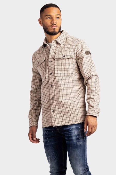 Purewhite Heritage Pattern Overhemd Heren Bruin - Maat L - Kleur: Grijs | Soccerfanshop