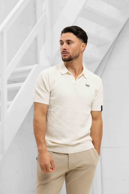 Quotrell Couture Cairo Knitted Polo Heren Wit/Zwart - Maat L - Kleur: Wit | Soccerfanshop