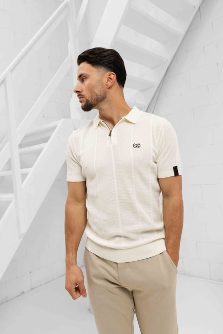 Quotrell Couture Cruz Knitted Polo Heren Wit/Zwart - Maat XL - Kleur: Wit | Soccerfanshop