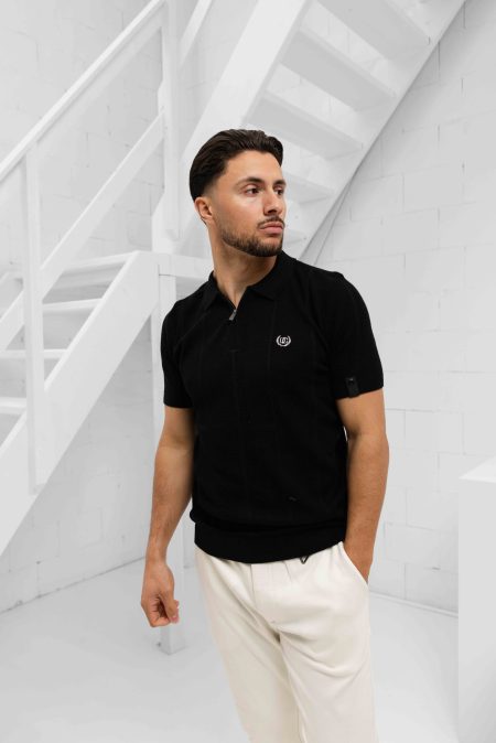Quotrell Couture Cruz Knitted Polo Heren Zwart/Wit - Maat XL - Kleur: Zwart | Soccerfanshop