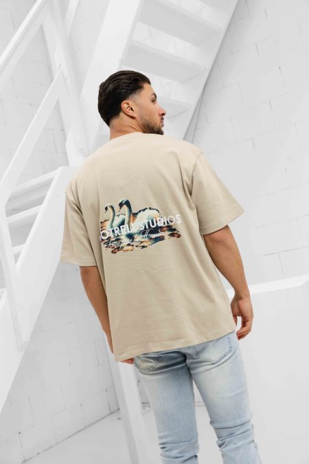 Quotrell Swan T-Shirt Heren Beige/Wit - Maat S - Kleur: Beige | Soccerfanshop