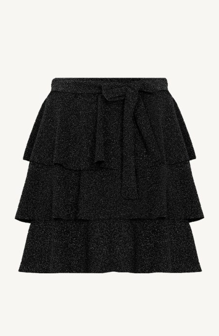 Ruffle Lurex Rok Zwart