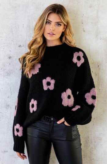 Soft Flower Sweater Zwart