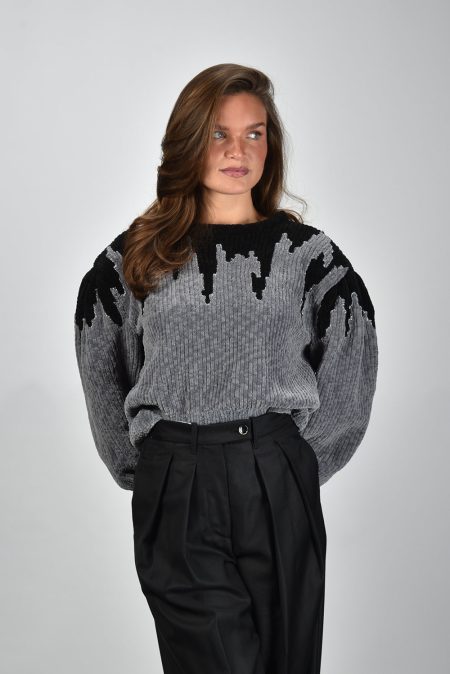 Sage & Ivy trui Sigrid chenille black/blue grey