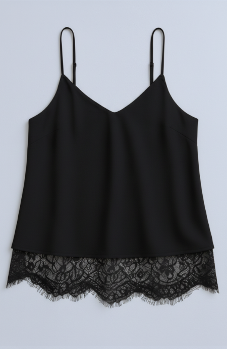 Satin Lace Top Zwart