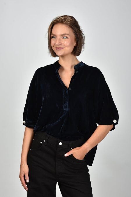 Sea Me Happy top Minie Velvet midnight blue