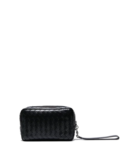 Intrecciato Wristlet Pouch Black Silver - O/S