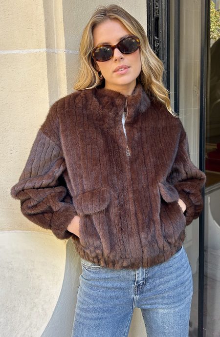 Soft Faux Fur Jacket Brown