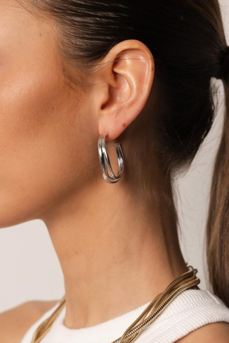 Souvenirs De Pomme oorbellen Camila Double Hoops T267 silver