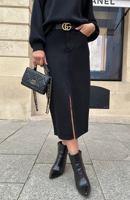 Spijkerrok Met Split Deep Black