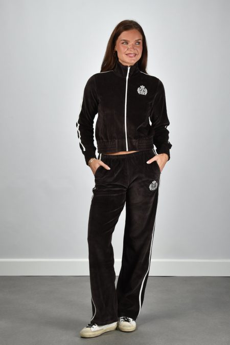 Sporty & Rich broek NY Crest Velour PA02265243BR03 chocolate