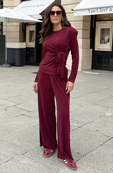 Straight Stretch Pantalon Burgundy