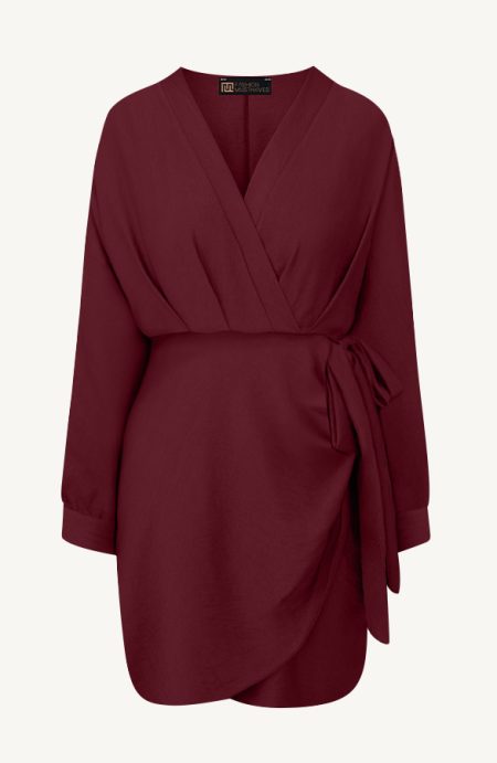 Elegant V-Hals Jurk Burgundy