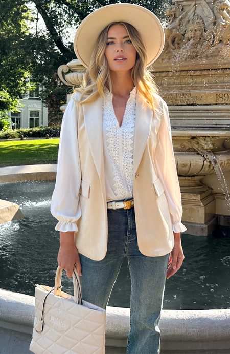 Suede Elegant Blazer Gilet Beige