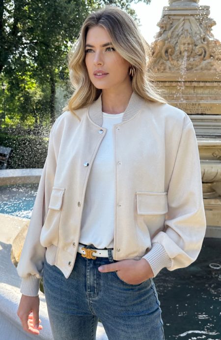 Suede Soft Bomber Jacket Beige