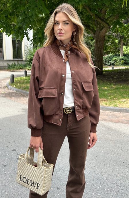 Suede Soft Bomber Jacket Choco