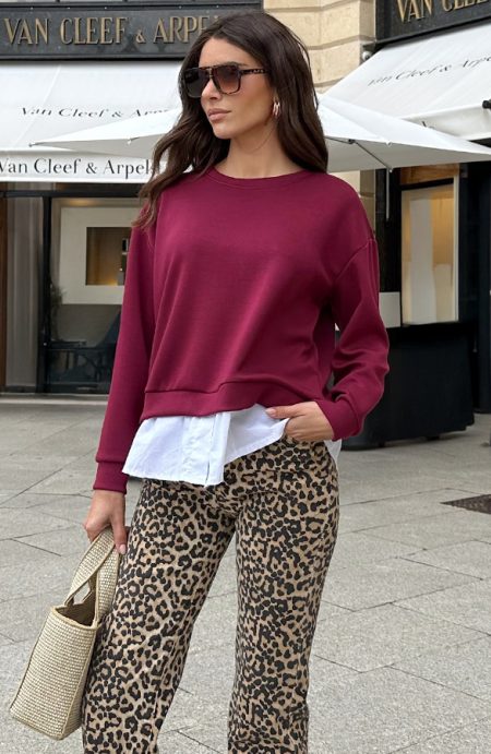 Sweater Blouse Combo Burgundy