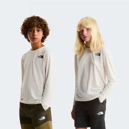 The North Face 24/7 T-shirt Met Lange Mouwen Voor Tieners White Dune male
