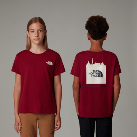 The North Face France Redbox-t-shirt Voor Tieners Beetroot-white Dune male