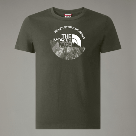 The North Face Graphic-t-shirt Voor Tieners New Taupe Green-tnf White male