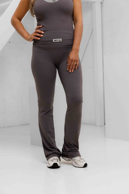 Unique The Label High Waist Fold Pants Dames Grijs - Maat XL - Kleur: Grijs | Soccerfanshop