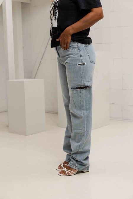 Unique The Label June Wide Leg Jeans Dames Lichtblauw - Maat 42 - Kleur: Lichtblauw | Soccerfanshop