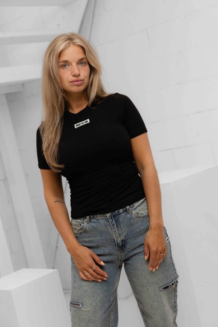 Unique The Label Nena Short Sleeve Top Dames Zwart - Maat XL - Kleur: Zwart | Soccerfanshop