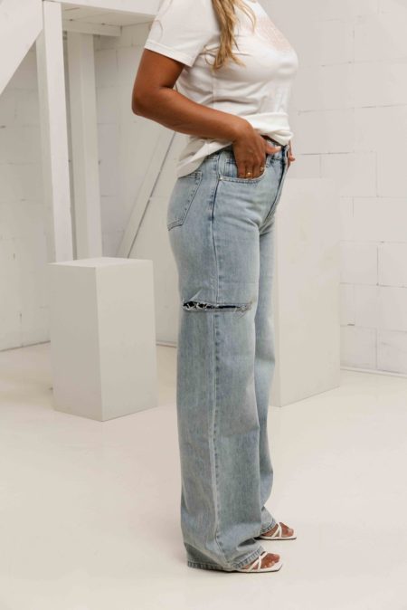 Unique The Label Remi Mid Waist Jeans Dames Lichtblauw - Maat 42 - Kleur: Lichtblauw | Soccerfanshop