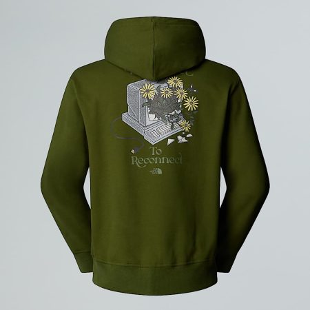 The North Face Uniseks Connect Relaxed-hoodie Met Print Woodland Green male