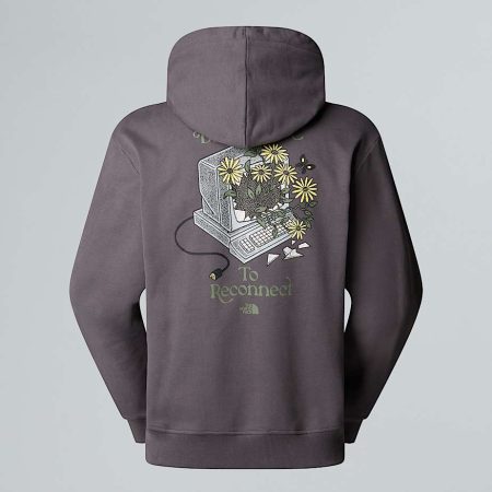 The North Face Uniseks Connect Relaxed-hoodie Met Print Anthracite Grey male