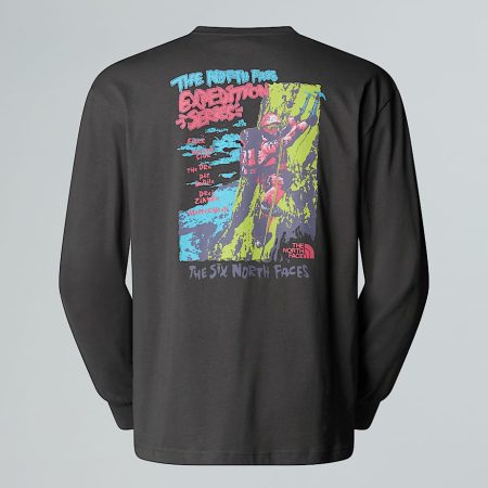 The North Face Uniseks Expedition Celebration Oversized T-shirt Met Lange Mouwen Anthracite Grey male
