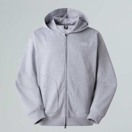 The North Face Uniseks Oversized-hoodie Met Volledige Rits Tnf Light Grey Heather male