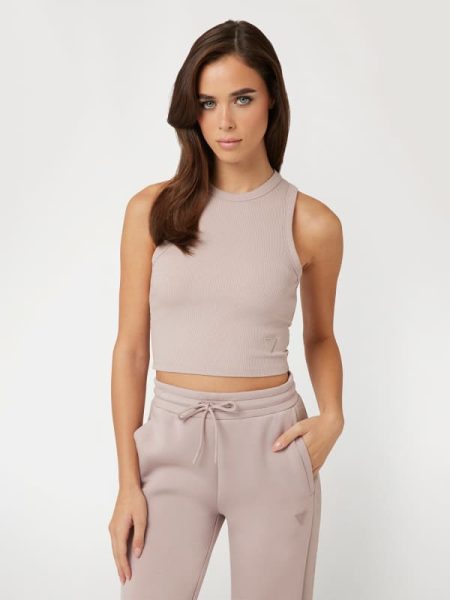 Cropped Tanktop Van Gebreide Ribstof